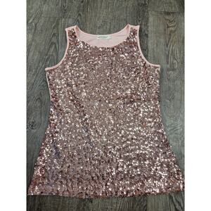 Anna-Kaci Pink Sparkle & Shine Glitter Sequin Sleeveless Round Neck Tank Top S